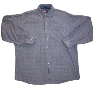 Tommy Hilfiger - Grey / Gray Plaid Long Sleeve Button Up with Pocket